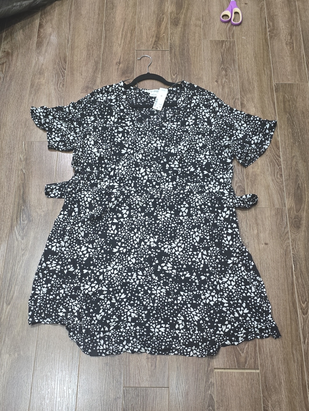 In Every Story Black Dress with White Heart Print